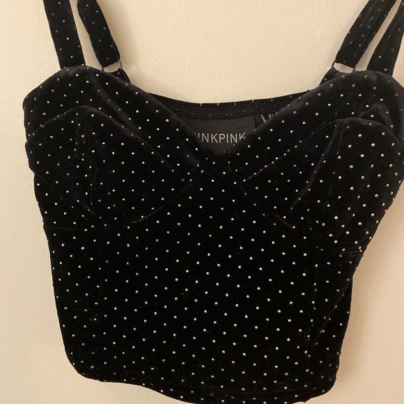 minkpink velour bustier crop top - Picture 2 of 4